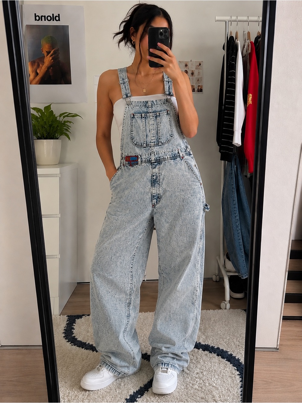 Vintage Bonjour Made in USA Acid Wash Denim Overalls 90s Y2K Baggy 100% Cotton